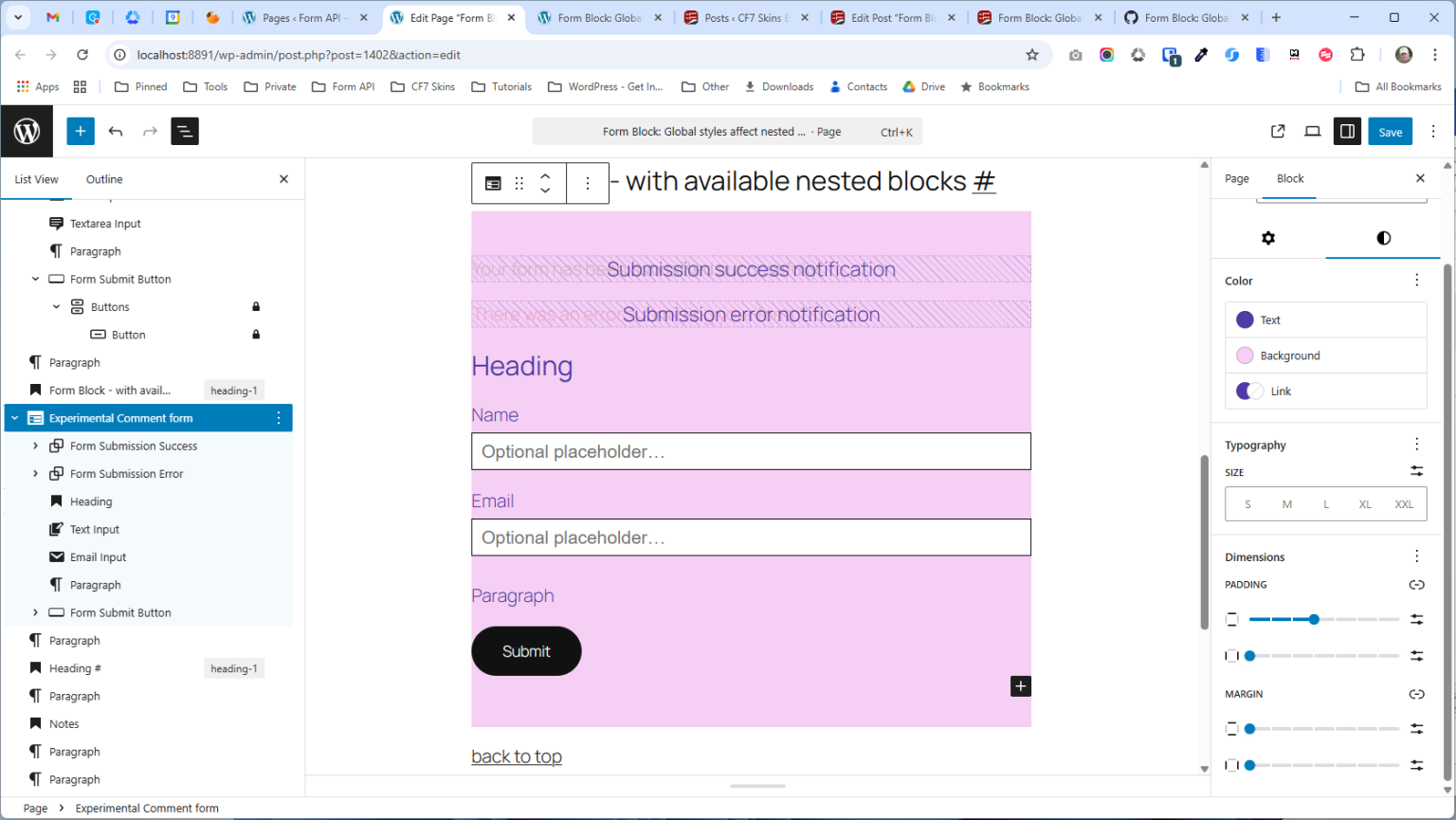 Form Block: Global styles affect nested blocks - CF7 Skins Blog