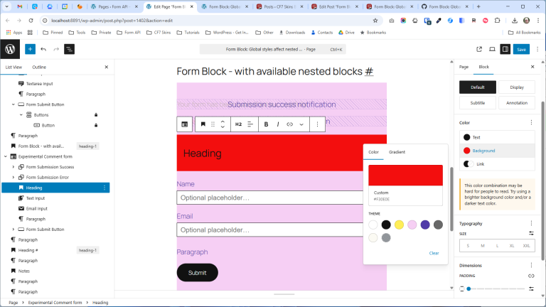 Form Block: Global styles affect nested blocks - CF7 Skins Blog