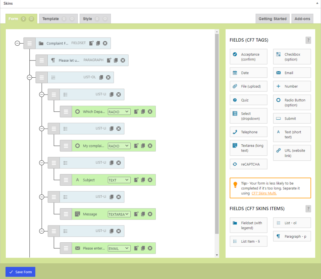Edit Complaint Form Template