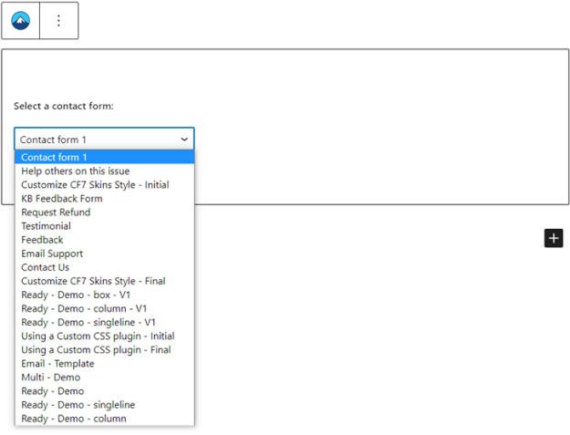 Dropdown menu in CF7 Block