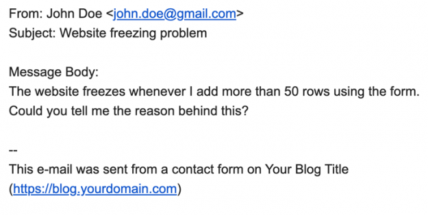 Submitted form data in the email